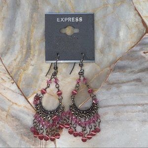 Beautiful Silver Pink Dangle Earrings